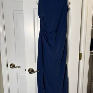 Abercrombie & Fitch Draped High-Neck
Shell Midi Dress navy